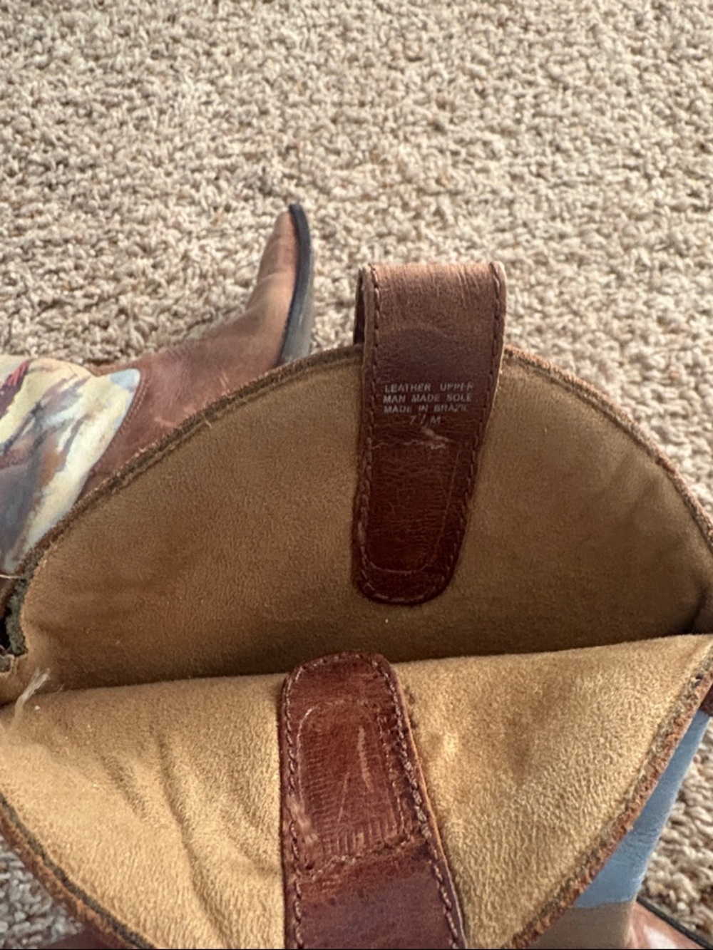 Matisse Brown Leather Cowboy Heeled Boots with Painted Western Scene - Picture 5 of 9